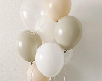 Stone White Sand White Clear Latex Balloons Neutral Party Boho Party Balloons Neutral Baby Shower Decorations Boho Baby Shower Bridal Shower