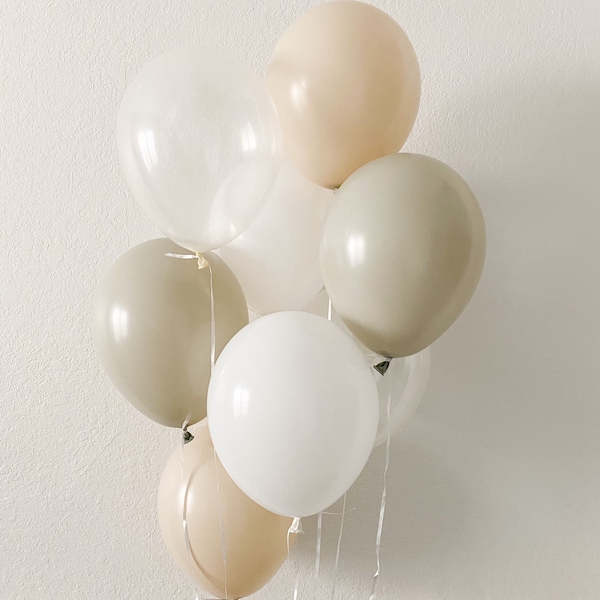 Stone White Sand White Clear Latex Balloons Neutral Party Boho Party Balloons Neutral Baby Shower Decorations Boho Baby Shower Bridal Shower