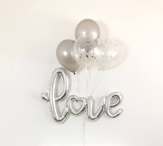 silver love balloons