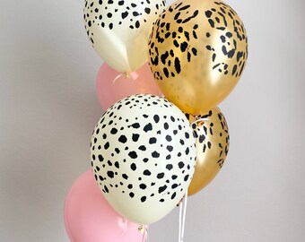 Pink Cheetah Leopard Balloons Animal Print Balloons Wild One Party Jungle Party Safari Party Tropical Party Palm Leaf Balloons Party Animal