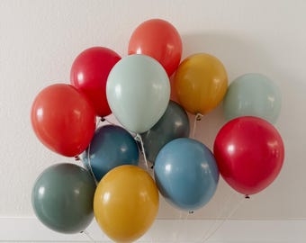 Boho Rainbow Latex Balloons, 12 Pack, Modern Party Decor