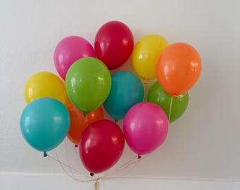 Fiesta Party Balloons, Bright Rainbow Latex Balloons, Fun Birthday Decor