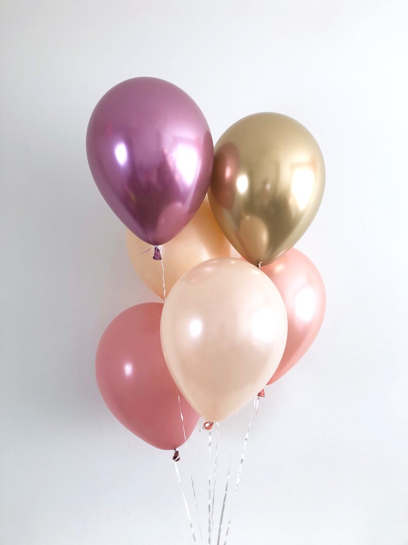 Rose Gold Peach Chrome Gold Chrome Mauve Dusty Rose Nude Balloons Bridal Shower Fall Wedding Mauve Balloons Dusty Rose Shower Fall in Love