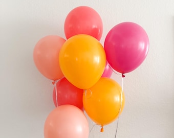 Sunset Party Balloons: Melon, Fuchsia, Coral, Goldenrod - 8 Pack