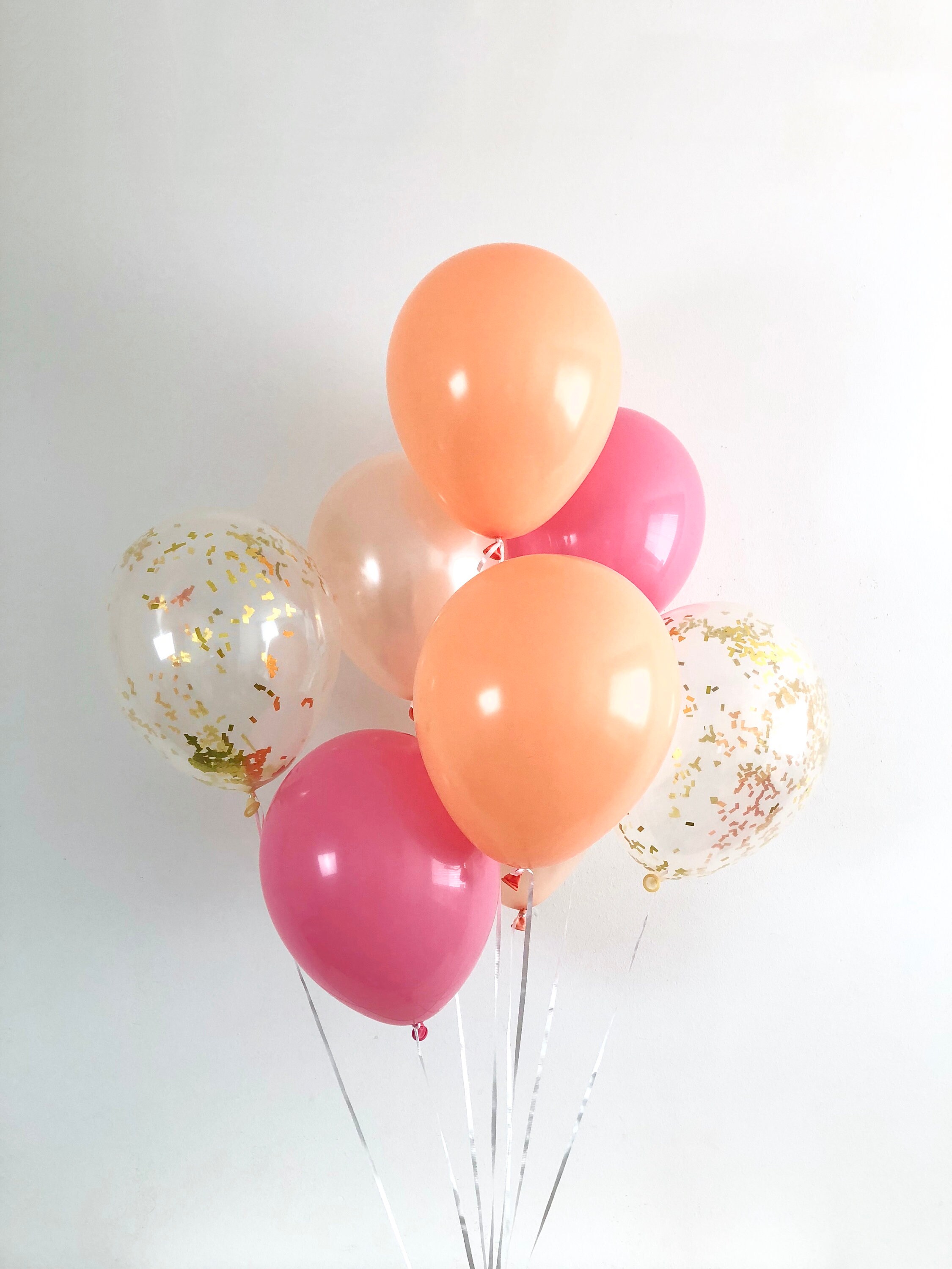 Pink Peach Orange And Gold Confetti Latex Balloons Little Etsy