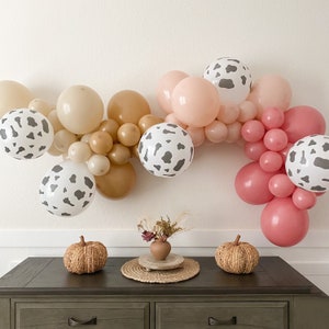 Cowgirl Balloon Garland Farm Party First Rodeo Nash Bash Balloons Cow Print Balloon Bachelorette Bridal Shower Last Rodeo Pink Cowgirl Party