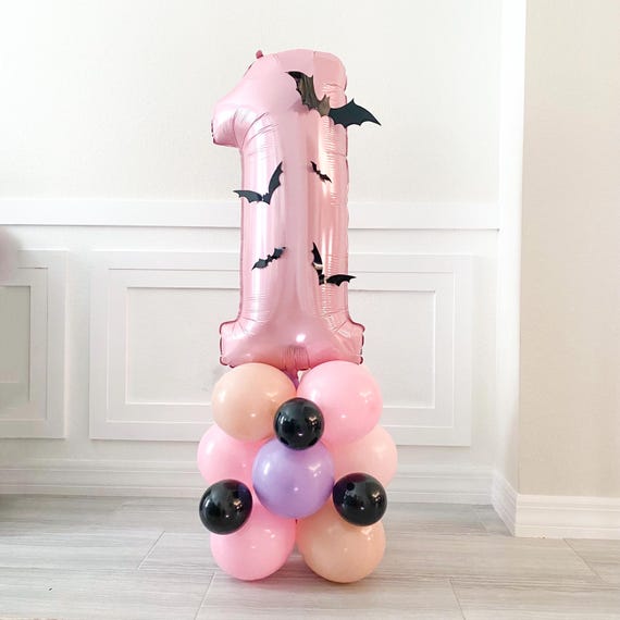 Pastel Halloween Balloon Tower: Spooky First Birthday Party Decor