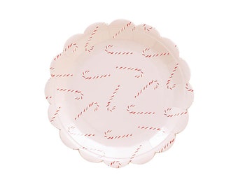 Pink Candy Cane Plates 8 ct | Christmas Paper Plate Kids Christmas Party Friendsmas Holiday Party Plates Cookie Exchange Party Nutcracker