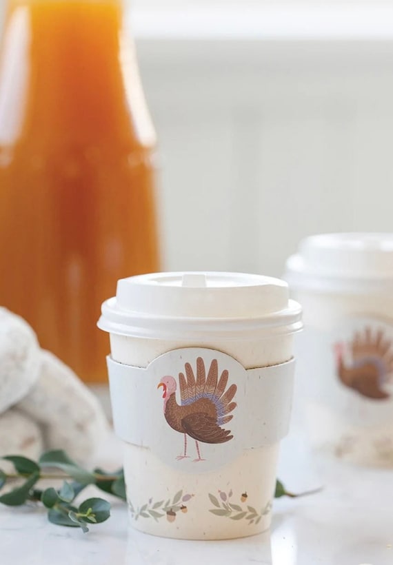 Fall To Go Coffee Cups 8ct 8oz | Thanksgiving Party Friendsgiving Cups Fall  Coffee Bar Turkey Coffee Cups Thanksgiving To Go Cups Coffee Bar