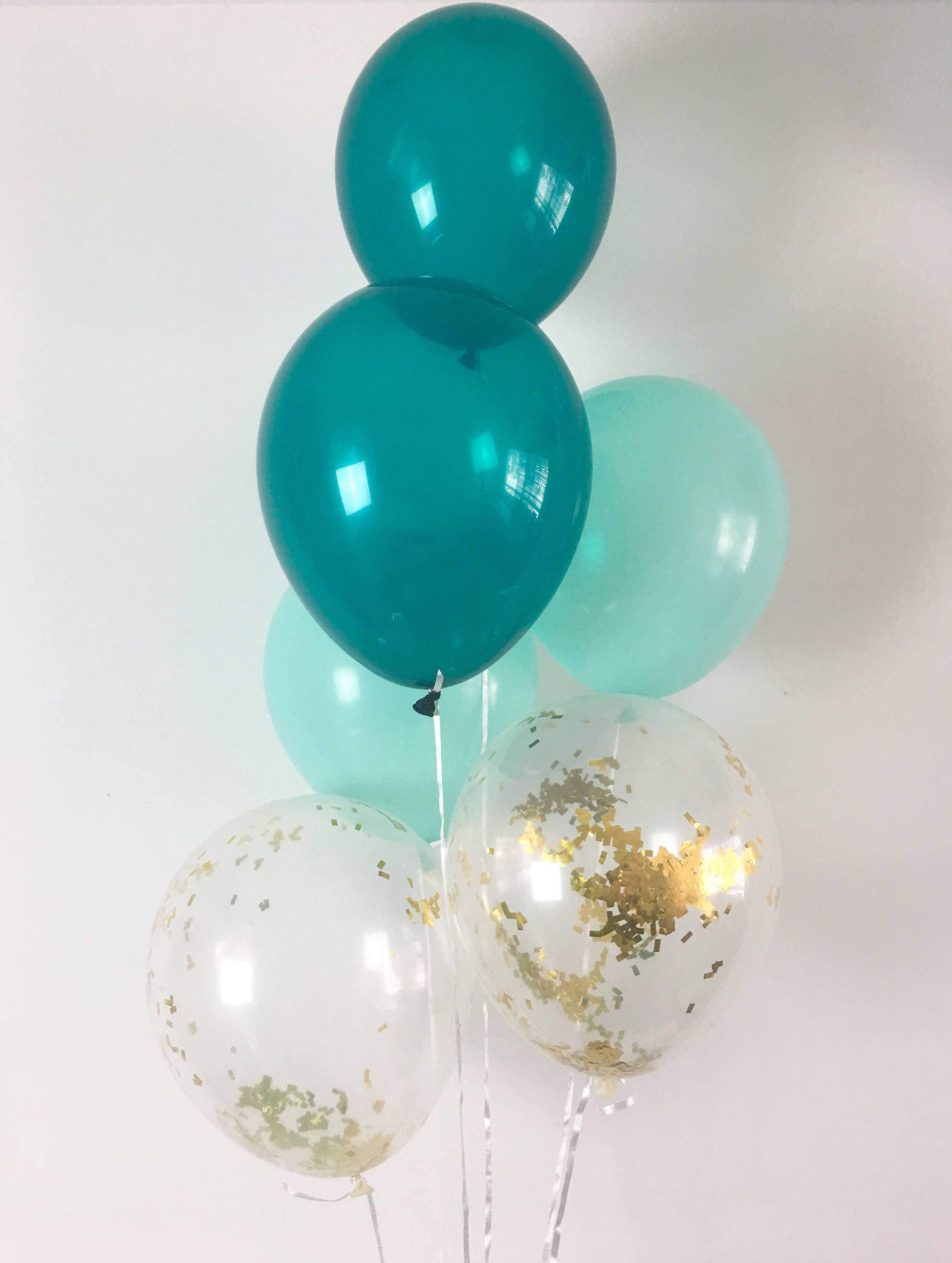 Mint Teal Gold Confetti Latex Balloons Teal and Mint Party Etsy
