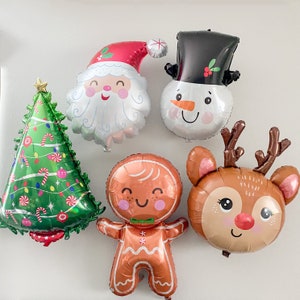 Christmas Balloons Santa Balloon Ginger Bread Balloon Snowman Balloon Reindeer Balloon Christmas Tree Balloon Christmas Party Holiday Decor