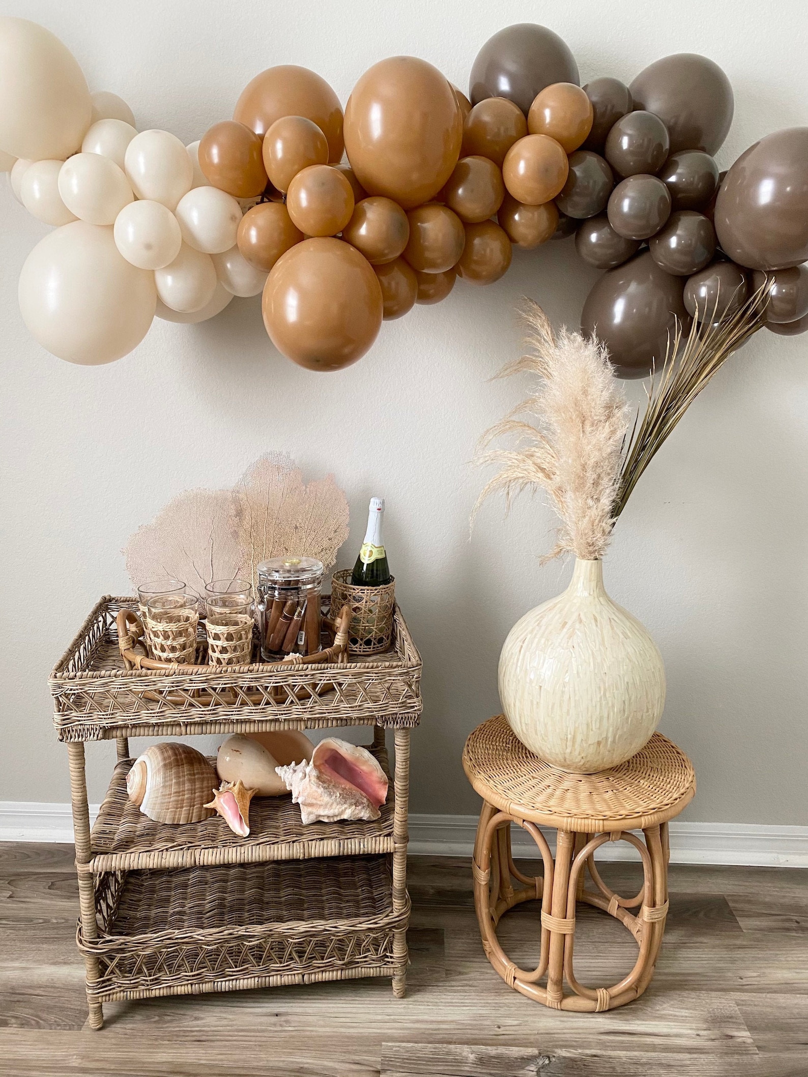 Boho Balloon Garland Mocha Brown Cocoa White Sand Balloons Etsy