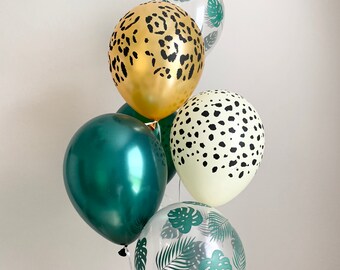 Palm Leaf Cheetah Leopard Forest Balloons Animal Print Balloons Wild One Party Jungle Party Safari Party Tropical Party Palm Leaf Balloons
