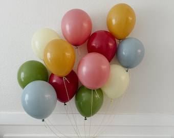 Muted Boho Balloons, Modern Rainbow Birthday Party Pack