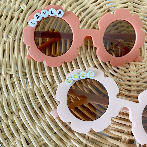 Sunglasses for Kids Round Flower Cute Glasses UV 400 Protection Children  Girl Boy Gifts ((2 Pack) Beige+Black) : Amazon.in: Fashion