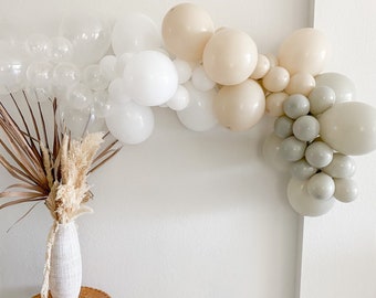 Neutral Boho Balloon Garland Kit White Sand Clear Stone White Balloons Bridal Shower Wedding Baby Shower DIY Balloon Garland Boho Neutral