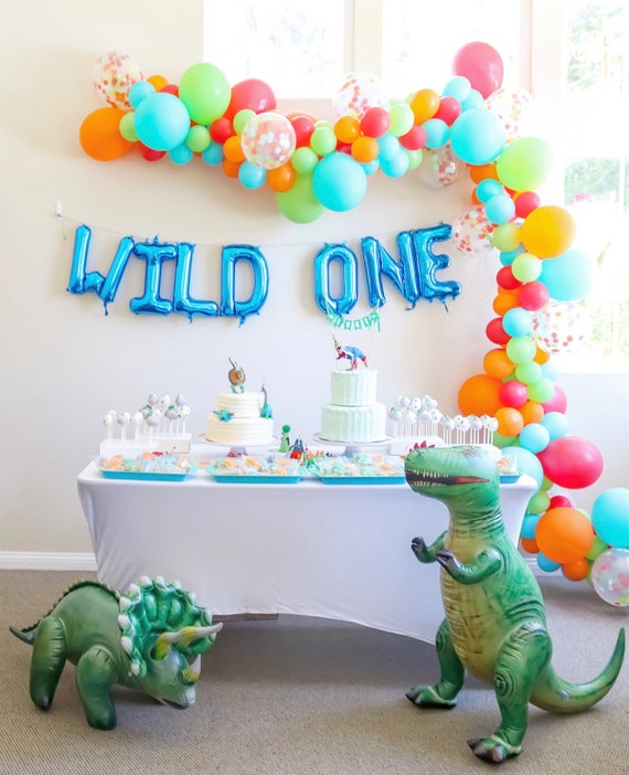 Balloon Garland Fishing Party Dinosaur Party Wild One DIY Balloon Garland Kit Red Orange Lime Blue Balloons Gone Fishin Circus Safari Party Il_570xn