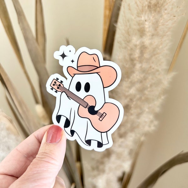 Ghost Sticker Country Ghost Sticker Halloween Stickers Cute Water Bottle Sticker Laptop Sticker Vinyl Cowboy Ghost Sticker Western Sticker