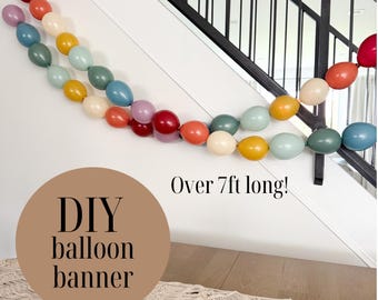 DIY boho rainbow balloon banner/ceiling balloons/birthday party backdrop/colorful party/7ft long