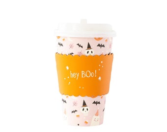 Halloween To Go Coffee Cups 8ct 16oz | Halloween Party Fall Coffee Cups Fall Coffee Bar Pink Halloween Coffee Cups To Go Cups Coffee Bar