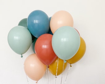 Boho Rainbow Latex Balloons Burnt Orange Mustard Blush Sage Slate Mint Balloons Boho Party Modern Rainbow Party Animal Baby Shower Birthday