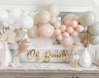 Neutral Boho Balloon Garland Kit White Sand Cameo Stone White Balloons Bridal Shower Wedding Baby Shower DIY Balloon Garland Boho Neutral