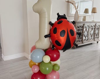 Ladybug Balloon Tower: Garden Party, Bug Theme Decor (DIY Kit)