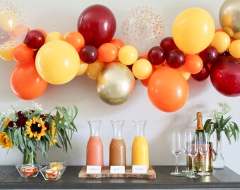 Fall in Love Balloon Garland Kit Chrome Gold Burgundy Goldenrod Orange Balloons Fall Bridal Shower Fall Balloons Farm Party Pumpkin Party