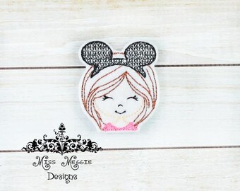 Girl Mouse Ear feltie design ITH embroidery design file