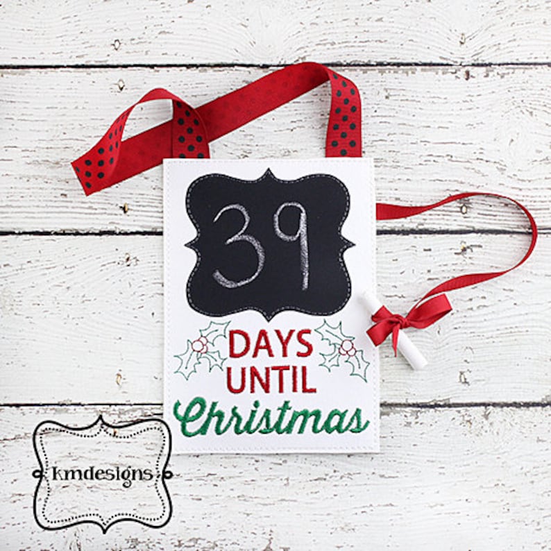 How Many Days Until Christmas Count the Days ITH Embroidery Etsy