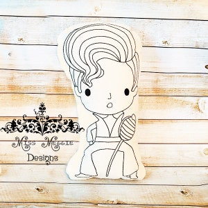 Doodle Doll Coloring Stuffie Rock Singer ITH Embroidery File