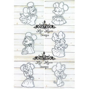Mouse Princess set coloring dolls ITH Embroidery design