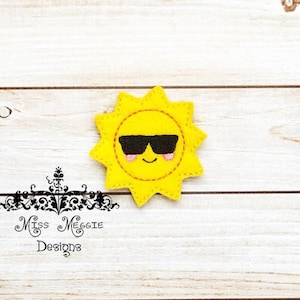 Sun Sunglasses Summer feltie design ITH embroidery design file