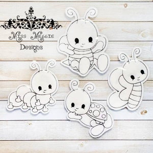 Baby Bug Spring coloring doll set ITH Embroidery design file