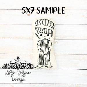 Doodle coloring doll stuffie Train Engineer Embroidery file