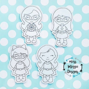 Super Girls coloring doll set ITH Embroidery design file