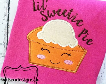 Lil Sweetie Pie Pumpkin Pie Applique Design ITH Embroidery Design 2 hoop sizes