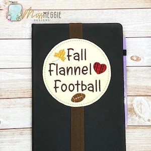 Bookmark/Planner band Fall Flannel Football ITH Embroidery design file