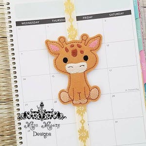 Lennie il segnalibro di zoo Giraffa animale ITH ricamo design