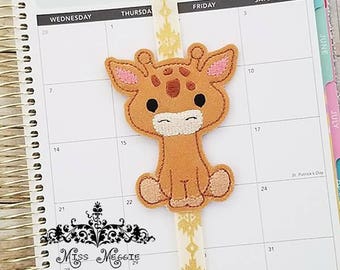 Lennie the Giraffe Animal zoo bookmark ITH Embroidery design