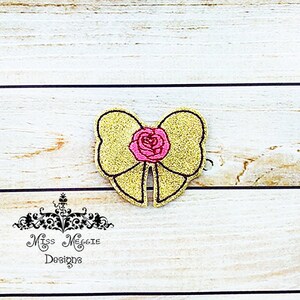 Princess Rose Bow feltie ITH Embroidery design file