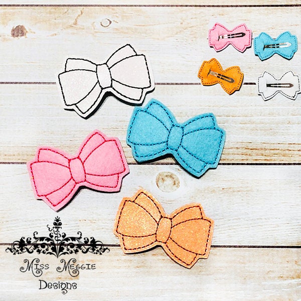 Clip Clippie cover bow 2 ITH Embroidery design file