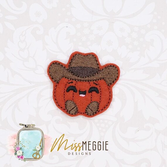 Cute Cowboy Pumpkin Feltie ITH Embroidery Design File