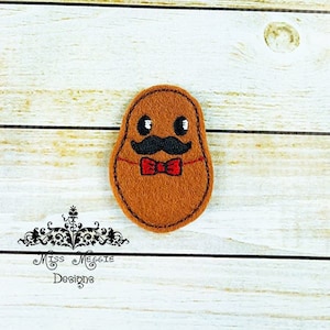Mr Potato mustache feltie design ITH embroidery design file