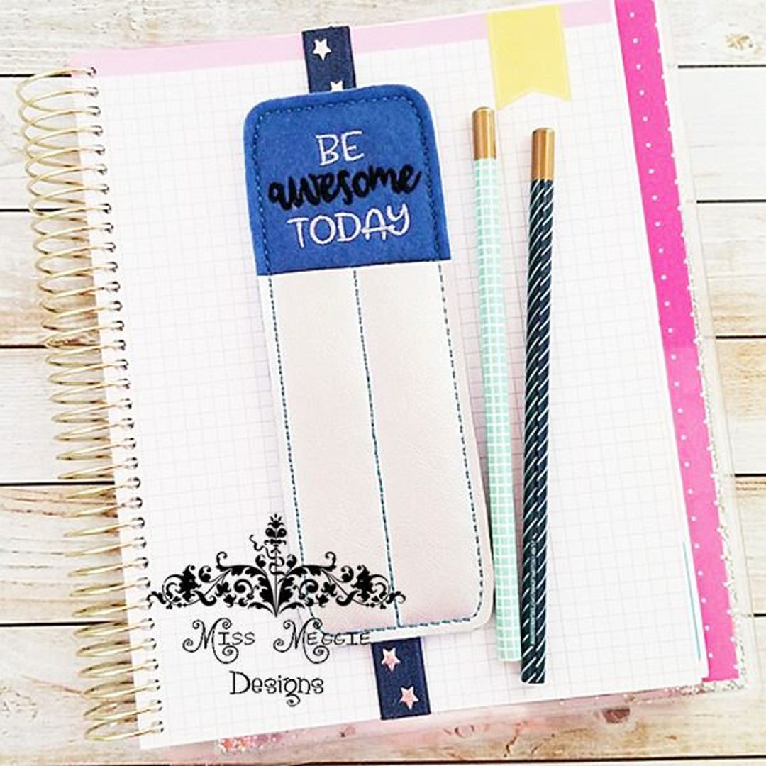 4x4 hoop Planner pen holder ITH Embroidery design file