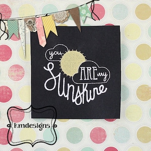 You are my Sunshine Redwork ITH Digital Embroidery Design File,  great for a baby shower gift, bedroom framed decor