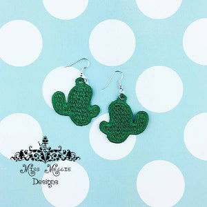FSL free standing lace Cactus earrings  charm ITH Embroidery design