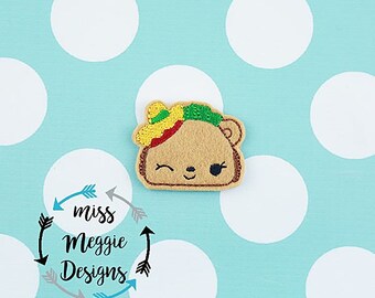 Num Taco with Sombrero feltie ITH Embroidery design file