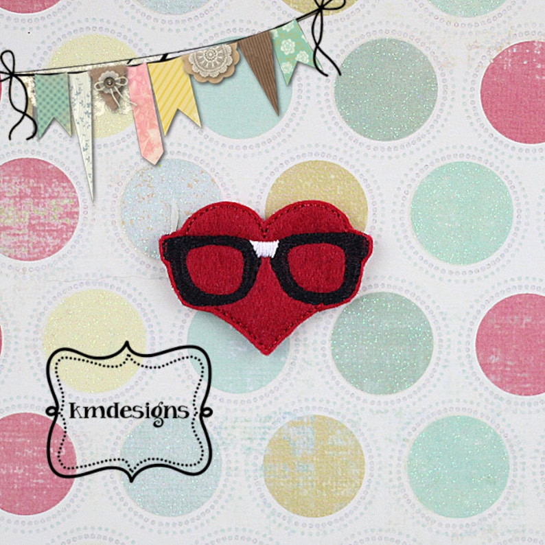 Nerdy Heart Valentine Love Geek Digital ITH Feltie Embroidery - Etsy