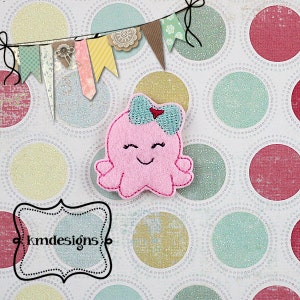 Cute Girl Octopus  Digital ITH Feltie Embroidery Design File